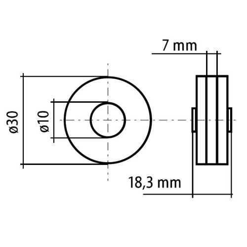 Rolka podajnika MIG 1,0-1,2U ALU 10/30/18,3 mm / FIXWELD - rolka_d_1.0_1.2_u - FIXWELD - 2