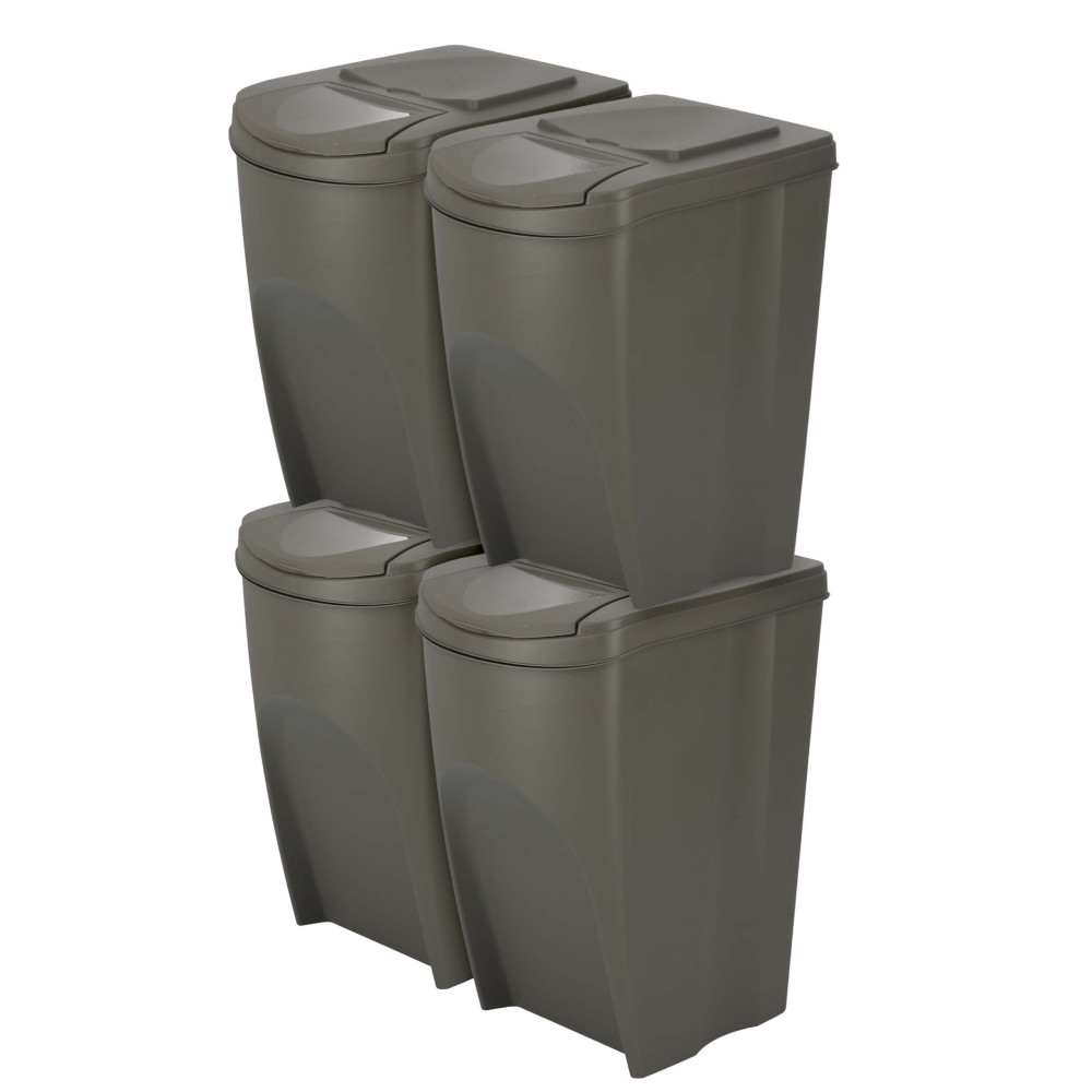 Kosze do segregacji śmieci Sortibox 4x35 l szare - zestaw - IKWB35S4-405U - Prosperplast - 2