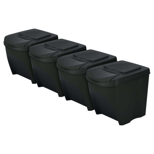 Kosze do segregacji śmieci Sortibox 4x25 l antracytowe - zestaw - IKWB25S4-S433 - Prosperplast - 2