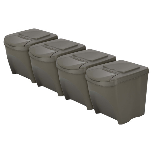 Kosze do segregacji śmieci Sortibox 4x25 l szare - zestaw - IKWB25S4-405U - Prosperplast - 2