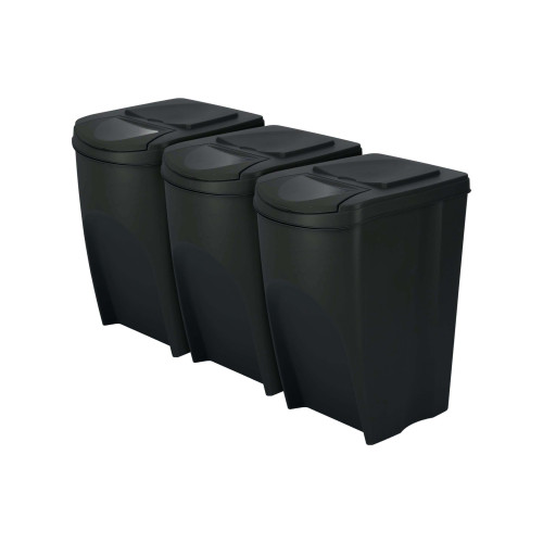 Kosze do segregacji śmieci Sortibox 3x35 l antracytowe - zestaw - IKWB35S3-S433 - Prosperplast - 2