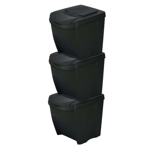 Kosze do segregacji śmieci Sortibox 3x25 l antracytowe - zestaw - IKWB25S3-S433 - Prosperplast - 2