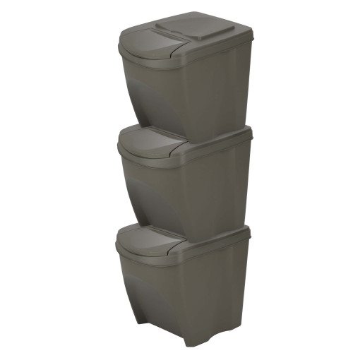 Kosze do segregacji śmieci Sortibox 3x25 l szare - zestaw - IKWB25S3-405U - Prosperplast - 2