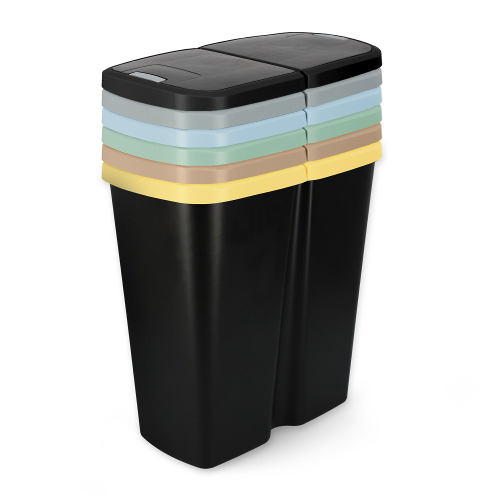 Kosz na śmieci Keden Compacta Q DUO 45 l czarny / jasny żółty - NDAB45-1215C/S411 - Keden - 2