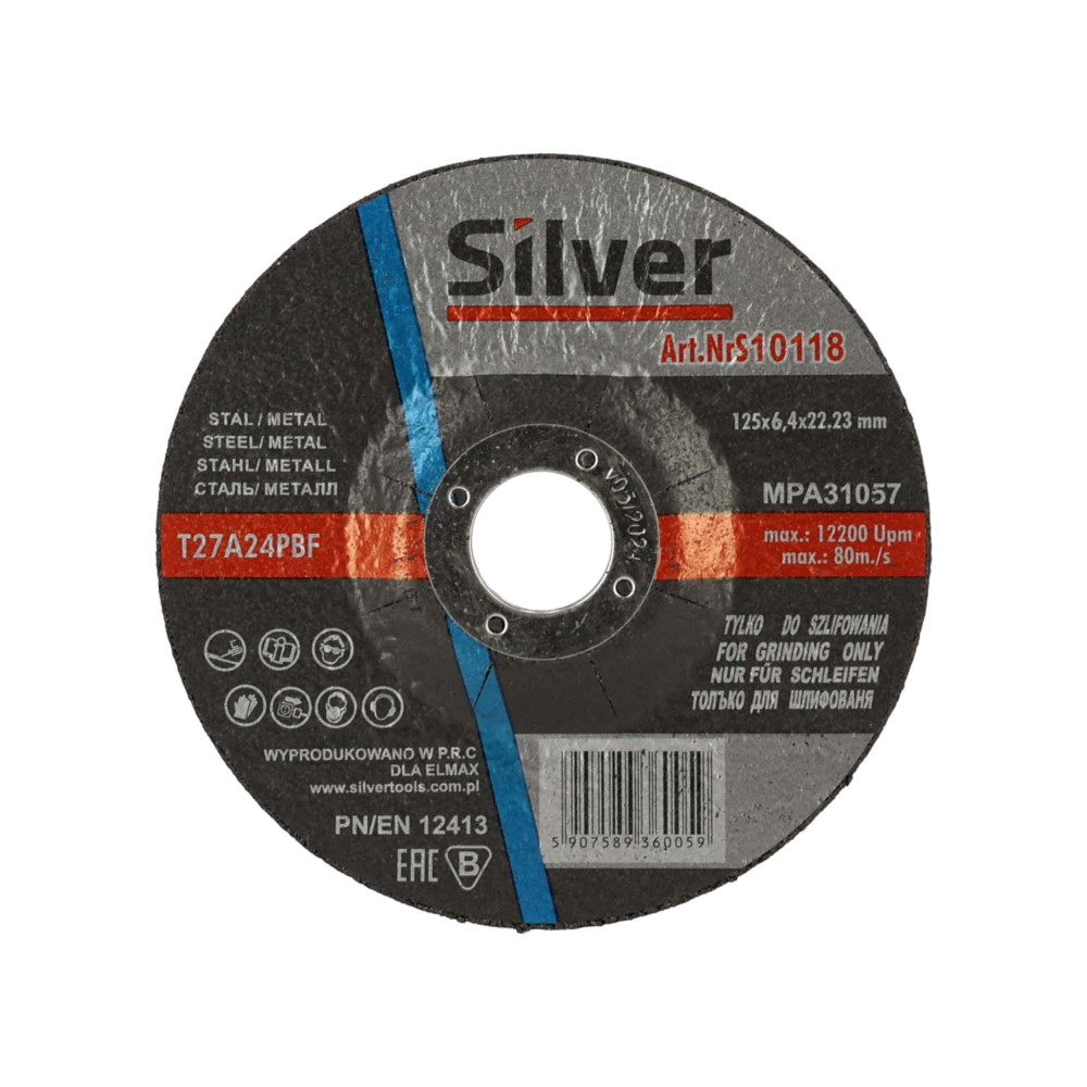 Zestaw 10x tarcza do szlifowania Silver 125 x 6,4 x 22 - S10118_px10 - Silver - 4