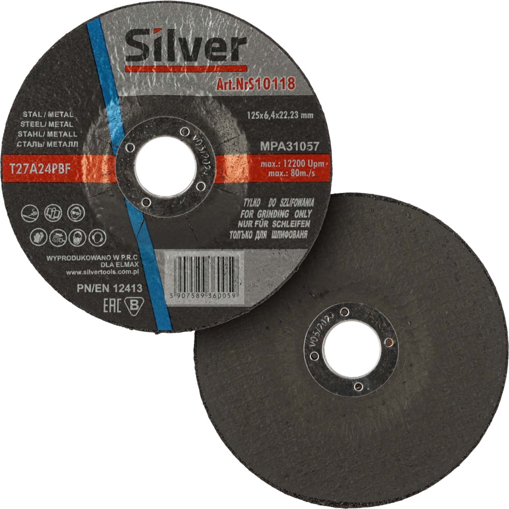 Zestaw 100x tarcza do szlifowania Silver 125 x 6,4 x 22 - S10118_px100 - Silver - 2