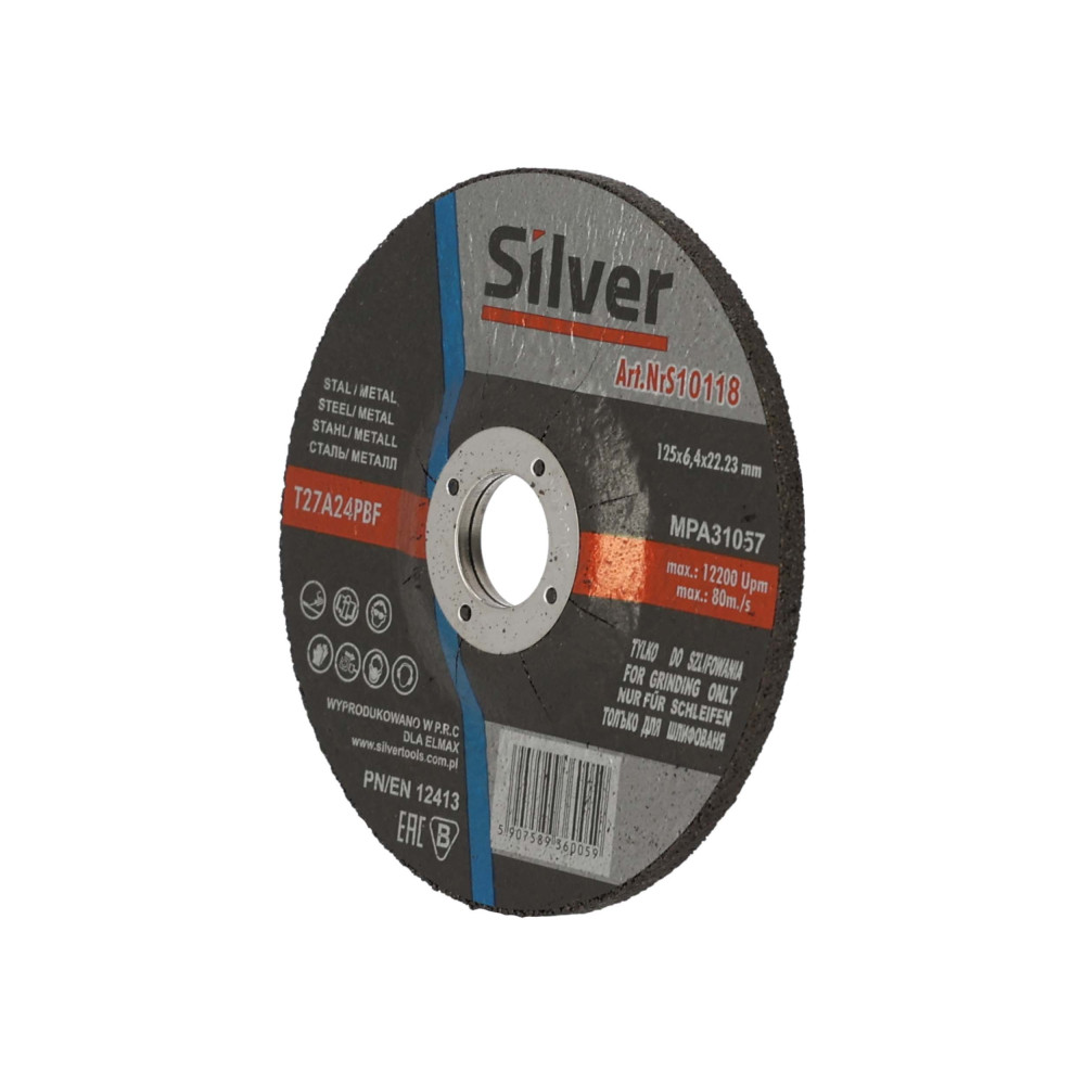 Zestaw 100x tarcza do szlifowania Silver 125 x 6,4 x 22 - S10118_px100 - Silver - 6