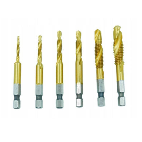 Wiertła gwintujące tytanowane 6 el. M3-M10 Silver - S11534 - Silver - 2