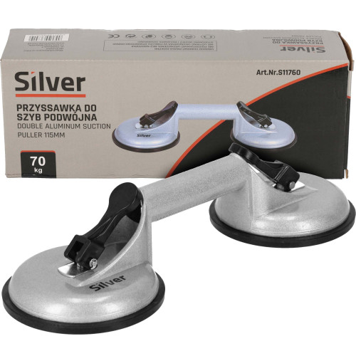 Przyssawka aluminiowa do szyb 2x115 mm Silver - S11760 - Silver - 2