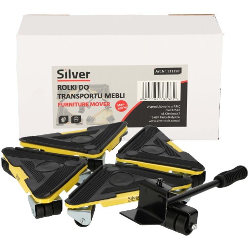 Zestaw rolek do transportu mebli 300 kg Silver - S11290 - Silver - 2