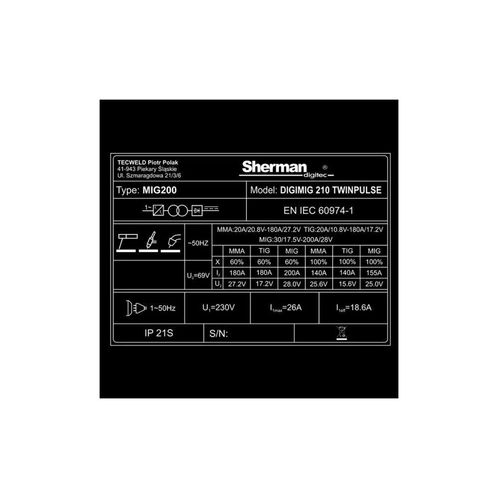 Spawarka Sherman DIGIMIG 210 TwinPulse  - zestaw - 7812707-G - Sherman - 17