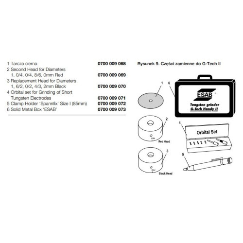 Ostrzałka do elektrod wolframowych ESAB G-Tech Handy II complete - 0700009886 - ESAB - 2
