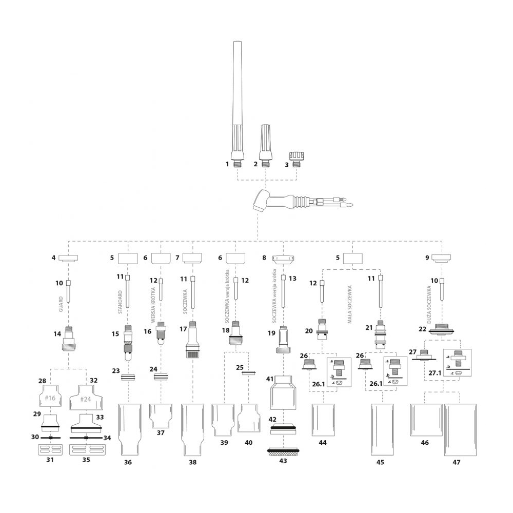 Zestaw części QUARTZSystem 17/18/26 standard D14 / 2,4 mm / Spartus - NW17-10D47-24-KPL - Spartus - 6