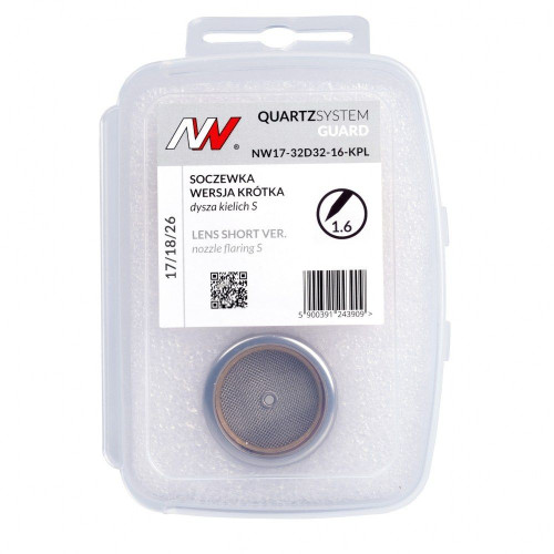 Zestaw części QUARTZSystem 17/18/26 soczewka wersja krótka Guard / 1,6 mm / dysza kielich S nr 16 / Spartus - NW17-32D32-16-KPL 