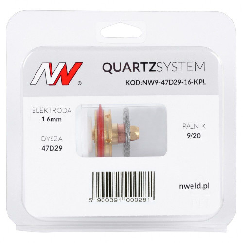 Zestaw części QUARTZSystem 9/20 duża soczewka (wymienne sitko) / 1,6 mm / dysza L / Spartus - NW9-47D29-16-KPL - Spartus - 5
