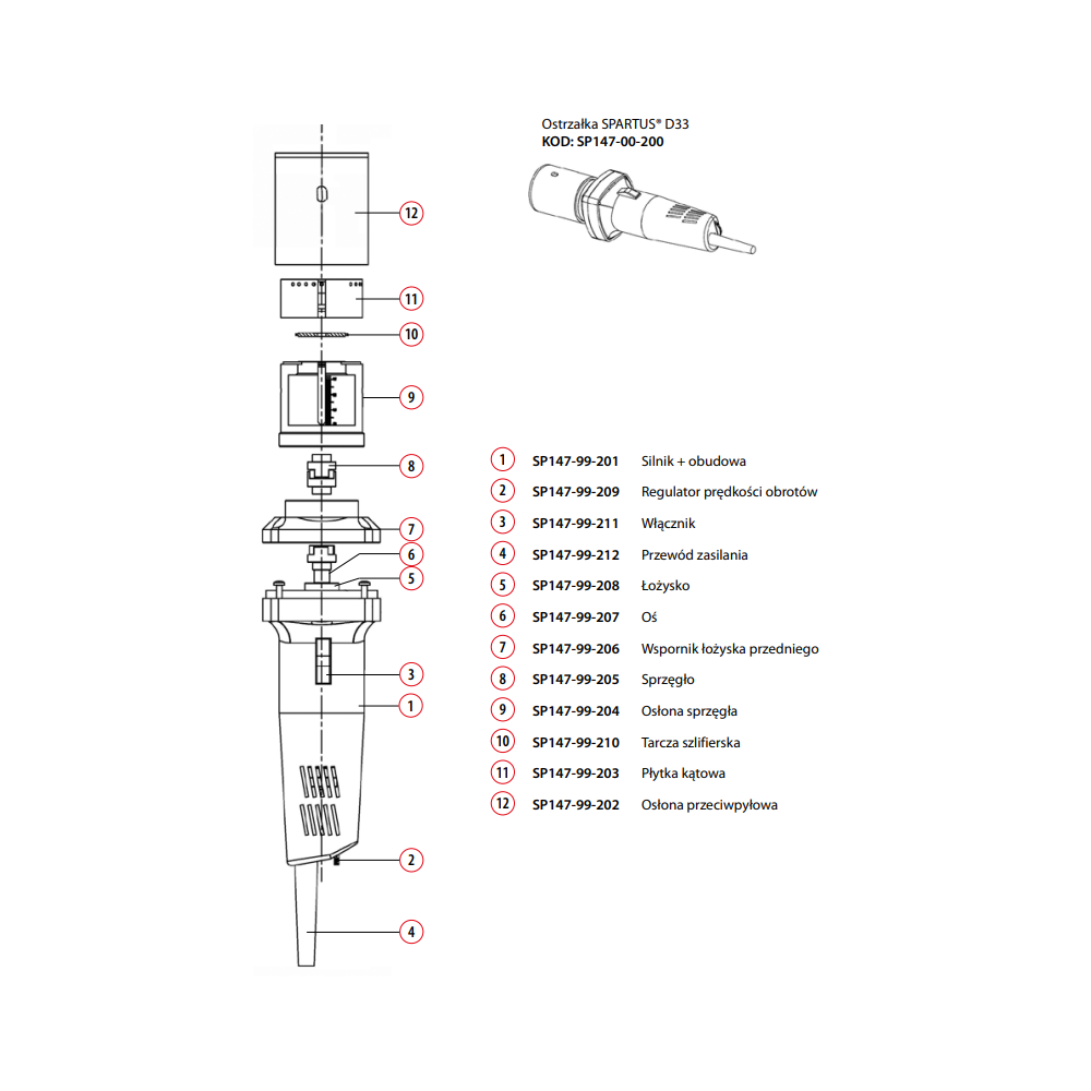 Osłona przeciwpyłowa ostrzałki elektrod Spartus D33 - SP147-99-202 - Spartus - 4