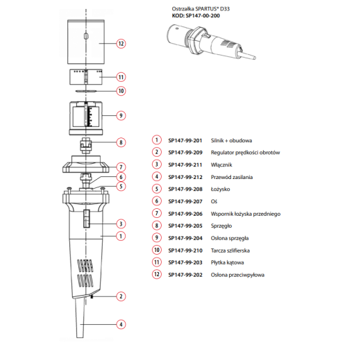 Osłona przeciwpyłowa ostrzałki elektrod Spartus D33 - SP147-99-202 - Spartus - 4