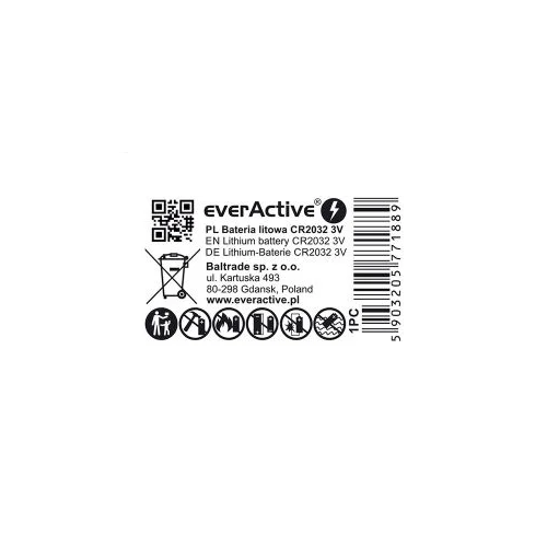 Bateria litowa CR2032 3V Lithium everActive / 1 szt. - CR20321BL - everActive - 2