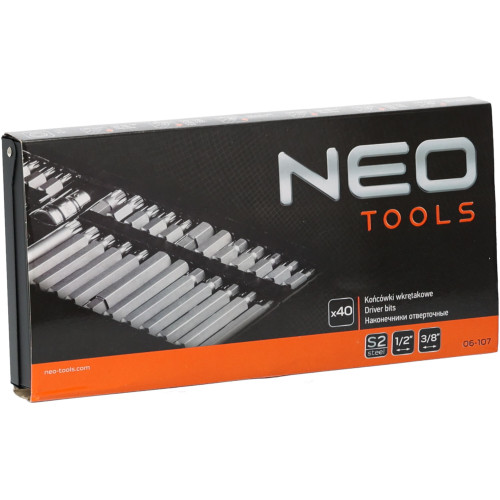 Zestaw końcówek wkrętakowych 1/2" 3/8" S2 40 el. Neo Tools - 06-107 - NEO Tools - 2