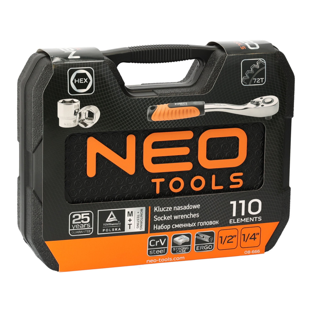 Zestaw kluczy nasadowych 1/2" 1/4" CrV 110 el. Neo Tools - 08-666 - NEO Tools - 3