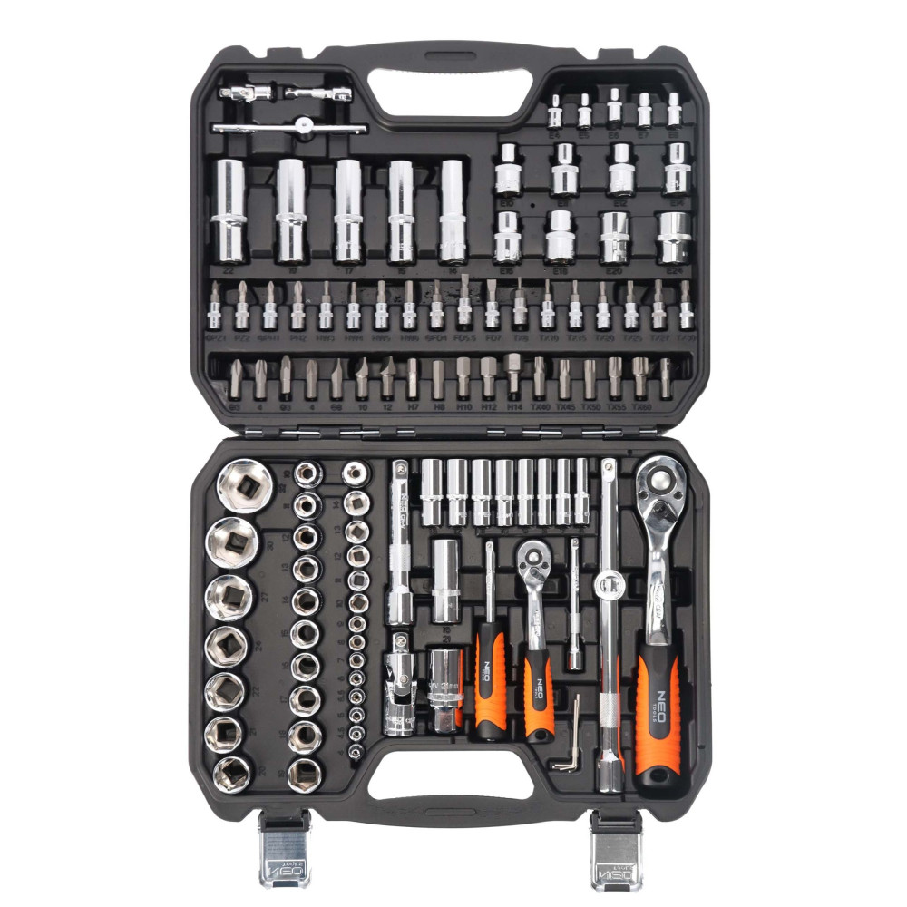 Zestaw kluczy nasadowych 1/2" 1/4" CrV 110 el. Neo Tools - 08-666 - NEO Tools - 4