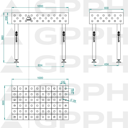 Stół spawalniczy GPPH ECO 1000x600x200 mm - TWT_ECO_100x60 - GPPH - 20