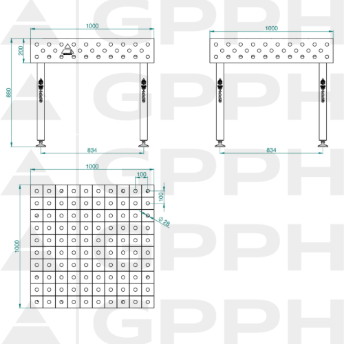 Stół spawalniczy GPPH ECO 1000x1000x200 mm - TWT_ECO_100x100 - GPPH - 2