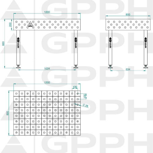 Stół spawalniczy GPPH ECO 1200x800x200 mm - TWT_ECO_120x80 - GPPH - 4
