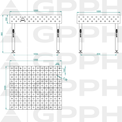 Stół spawalniczy GPPH ECO 1200x1000x200 mm - TWT_ECO_120x100 - GPPH - 2