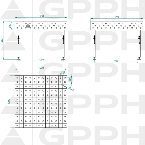Stół spawalniczy GPPH ECO 1200x1200x200 mm - TWT_ECO_120x120 - GPPH - 1 2