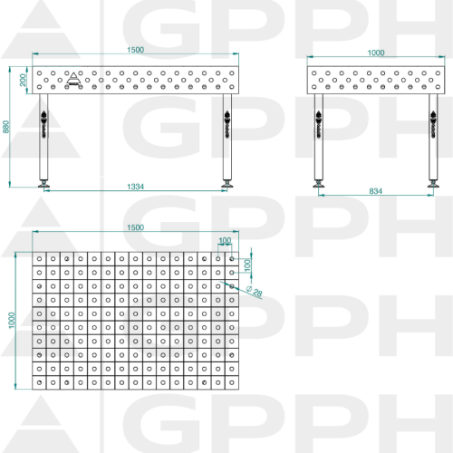 Stół spawalniczy GPPH ECO 1500x1000x200 mm - TWT_ECO_150x100 - GPPH - 2