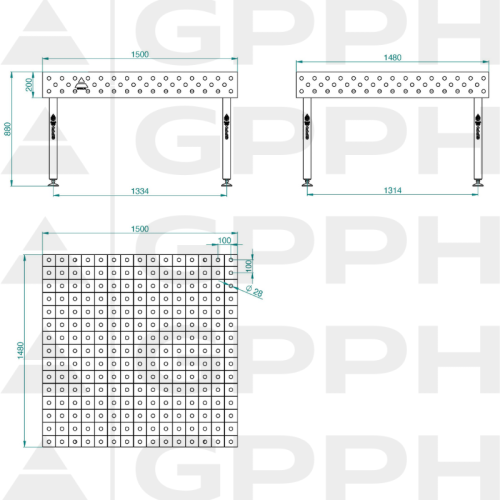 Stół spawalniczy GPPH ECO 1500x1480x200 mm - TWT_ECO_150x148 - GPPH - 2