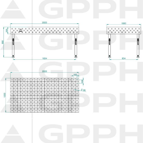 Stół spawalniczy GPPH ECO 2000x1000x200 mm - TWT_ECO_200x100 - GPPH - 2