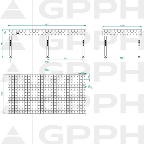 Stół spawalniczy GPPH ECO 2400x1200x200 mm - TWT_ECO_240x120 - GPPH - 2