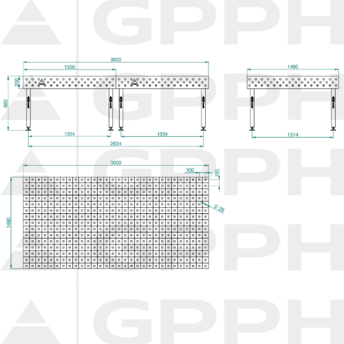 Stół spawalniczy GPPH ECO 3000x1480x200 mm - TWT_ECO_300x148 - GPPH - 2