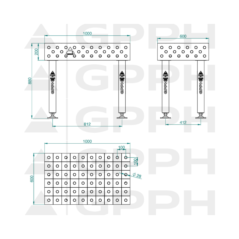 Stół spawalniczy GPPH PLUS 1000x600x200 mm - TWT_PLUS_100x60 - GPPH - 2