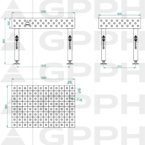 Stół spawalniczy GPPH PLUS 1200x800x200 mm - TWT_PLUS_120x80 - GPPH - 2