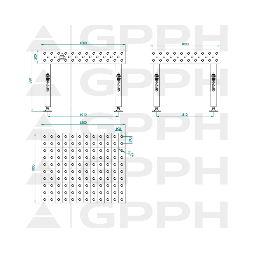 Stół spawalniczy GPPH PLUS 1200x1000x200 mm - TWT_PLUS_120x100 - GPPH - 2