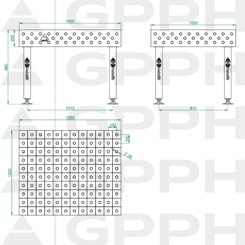 Stół spawalniczy GPPH PLUS 1200x1000x200 mm - TWT_PLUS_120x100 - GPPH - 2