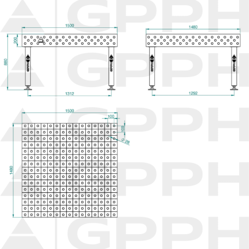 Stół spawalniczy GPPH PLUS 1500x1480x200 mm - TWT_PLUS_150x148 - GPPH - 1 2