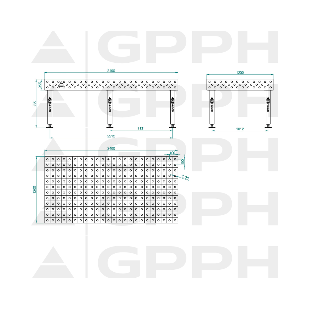 Stół spawalniczy GPPH PLUS 2400x1200x200 mm - TWT_PLUS_240x120 - GPPH - 2