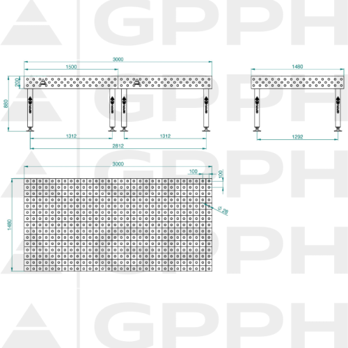 Stół spawalniczy GPPH PLUS 3000x1480x200 mm - TWT_PLUS_300x148 - GPPH - 2