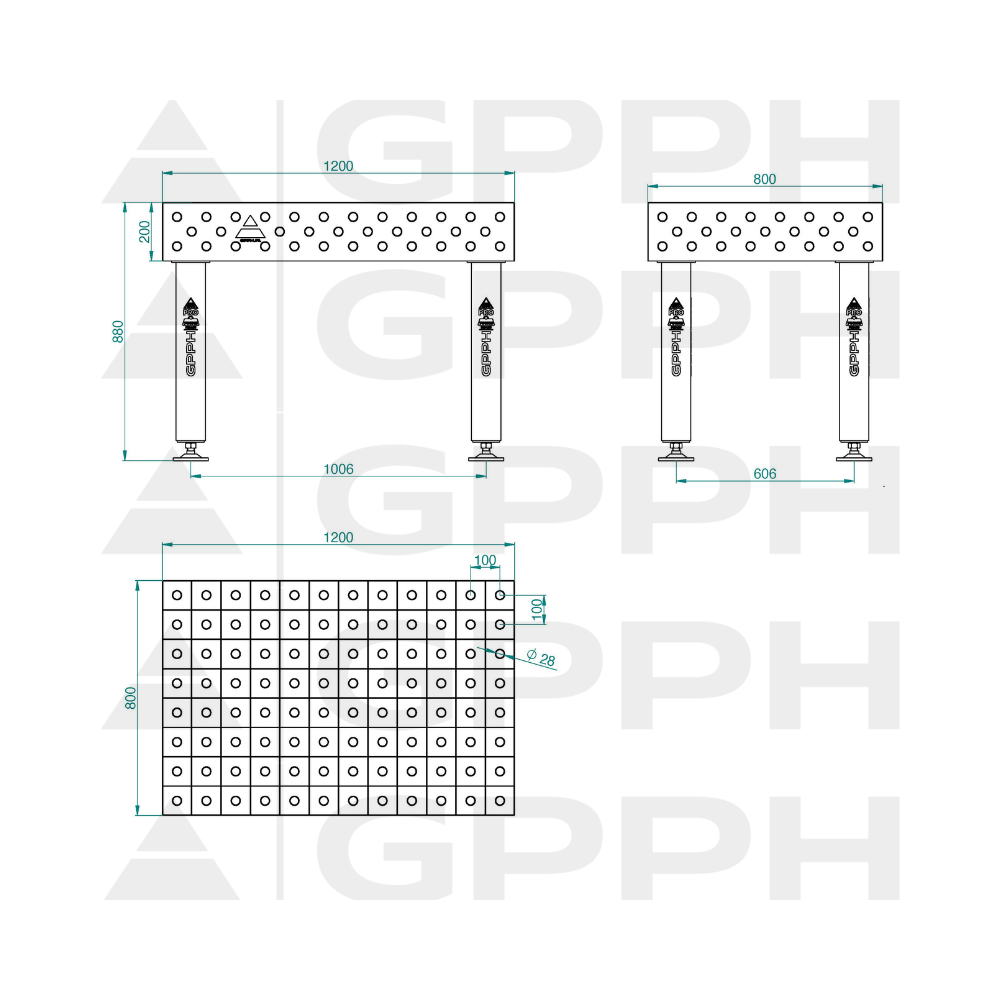 Stół spawalniczy GPPH PRO 1200x800x200 mm - TWT_PRO_120x80 - GPPH - 2