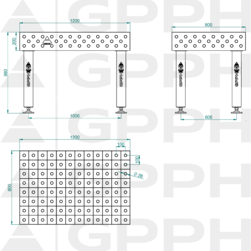Stół spawalniczy GPPH PRO 1200x800x200 mm - TWT_PRO_120x80 - GPPH - 2
