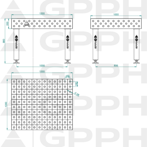 Stół spawalniczy GPPH PRO 1200x1000x200 mm - TWT_PRO_120x100 - GPPH - 1 2