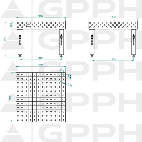 Stół spawalniczy GPPH PRO 1200x1200x200 mm - TWT_PRO_120x120 - GPPH - 2