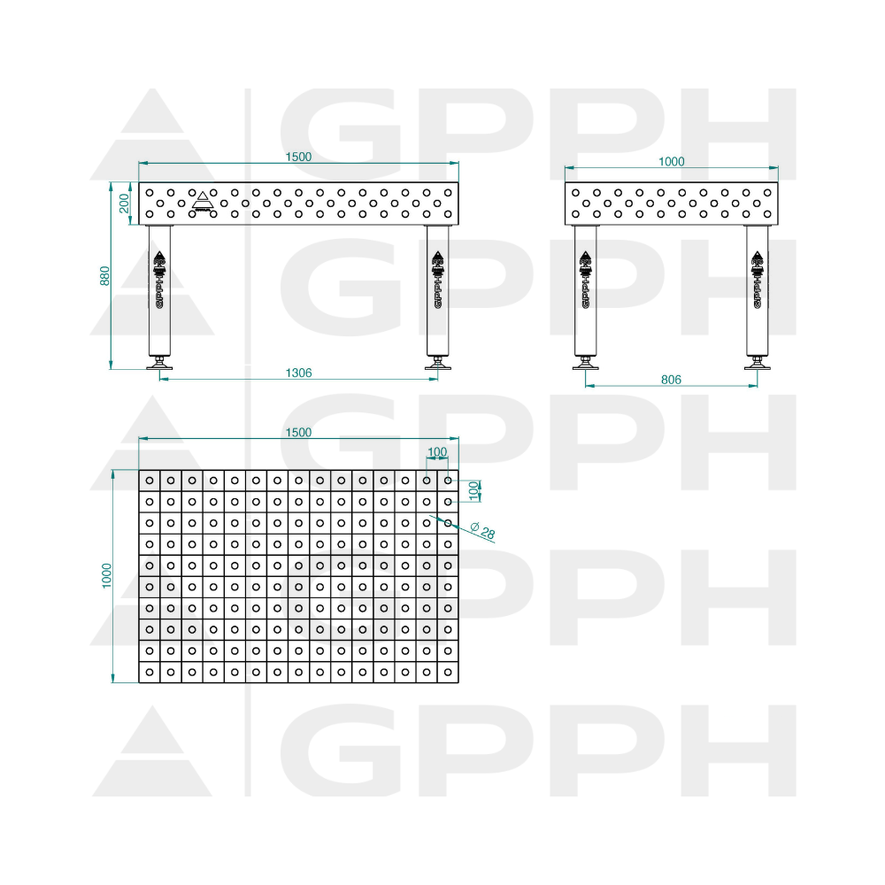 Stół spawalniczy GPPH PRO 1500x1000x200 mm - TWT_PRO_150x100 - GPPH - 2
