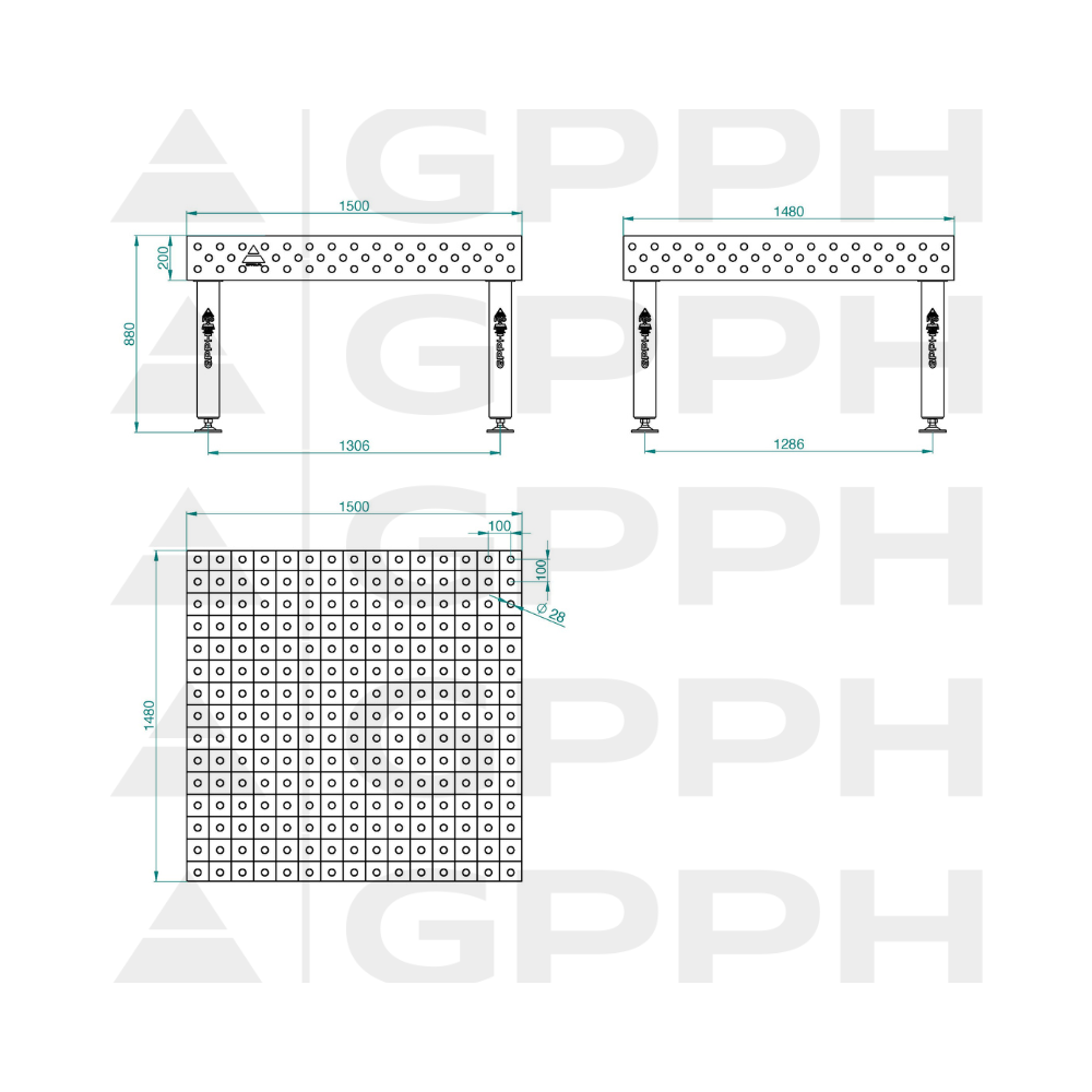 Stół spawalniczy GPPH PRO 1500x1480x200 mm - TWT_PRO_150x148 - GPPH - 2