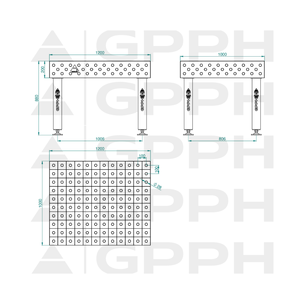 Stół spawalniczy GPPH EXPERT 1200x1000x200 mm - TWT_EXPERT_120x100 - GPPH - 2