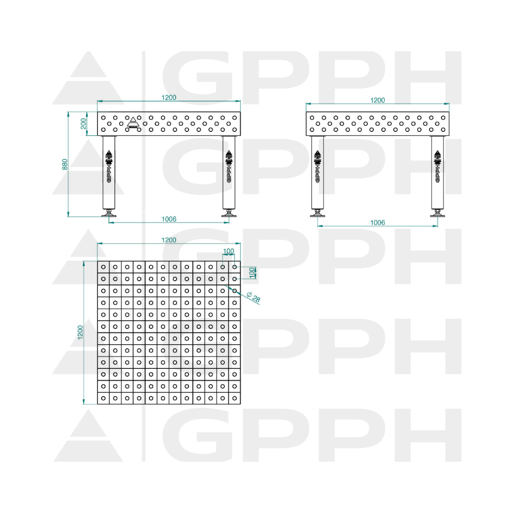 Stół spawalniczy GPPH EXPERT 1200x1200x200 mm - TWT_EXPERT_120x120 - GPPH - 2